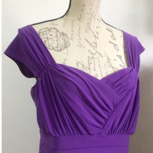 Frank Lyman Ruched Midi Dress Sz M Purple - Picture 1 of 13